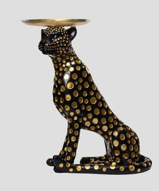 Leopard Luxe Side Table  Black-Gold